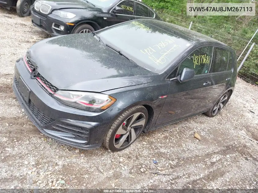 2018 Volkswagen Golf Gti 2.0T Autobahn/2.0T S/2.0T Se VIN: 3VW547AU8JM267113 Lot: 42178681