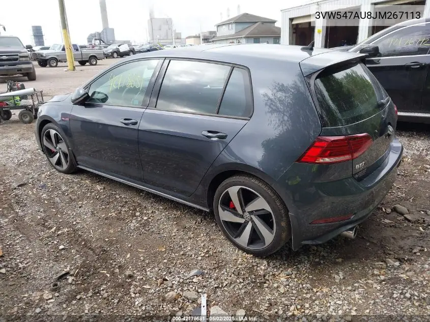 2018 Volkswagen Golf Gti 2.0T Autobahn/2.0T S/2.0T Se VIN: 3VW547AU8JM267113 Lot: 42178681