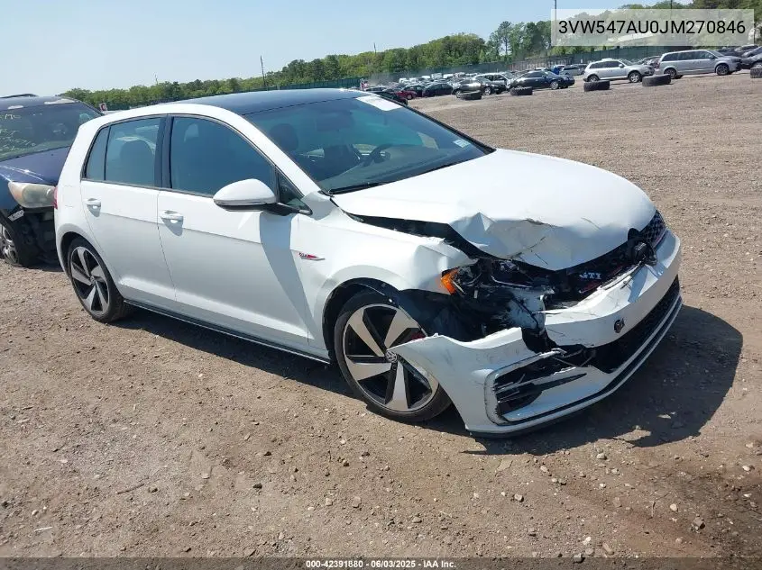 2018 Volkswagen Golf Gti 2.0T Autobahn/2.0T S/2.0T Se VIN: 3VW547AU0JM270846 Lot: 42391880