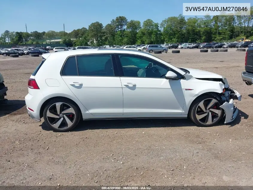 2018 Volkswagen Golf Gti 2.0T Autobahn/2.0T S/2.0T Se VIN: 3VW547AU0JM270846 Lot: 42391880