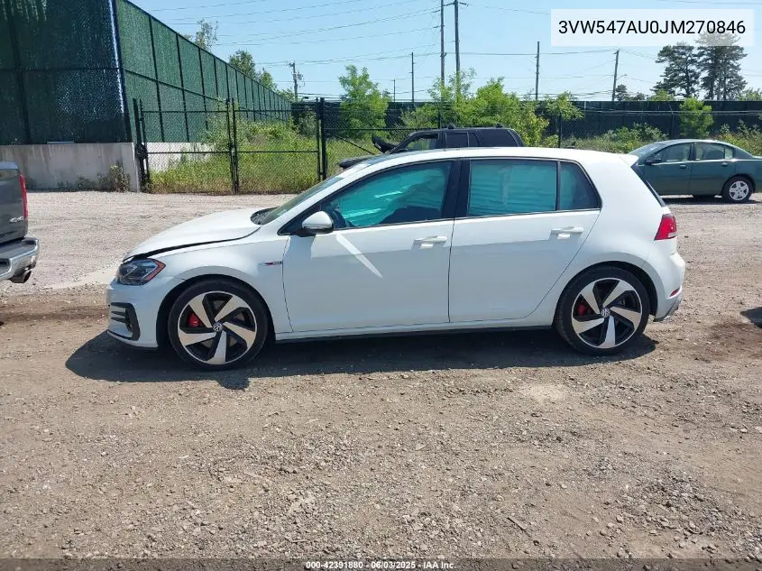 2018 Volkswagen Golf Gti 2.0T Autobahn/2.0T S/2.0T Se VIN: 3VW547AU0JM270846 Lot: 42391880