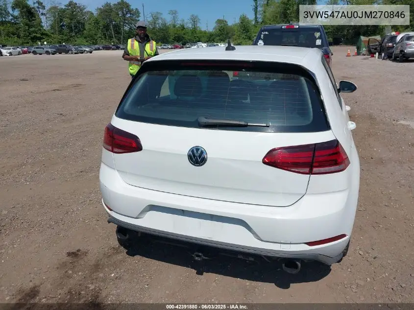 2018 Volkswagen Golf Gti 2.0T Autobahn/2.0T S/2.0T Se VIN: 3VW547AU0JM270846 Lot: 42391880