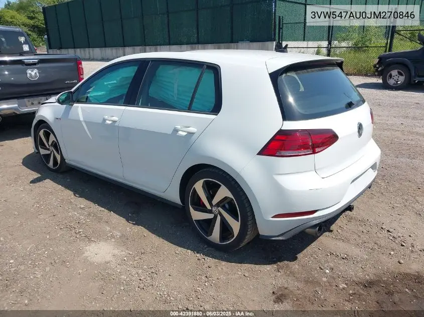 2018 Volkswagen Golf Gti 2.0T Autobahn/2.0T S/2.0T Se VIN: 3VW547AU0JM270846 Lot: 42391880