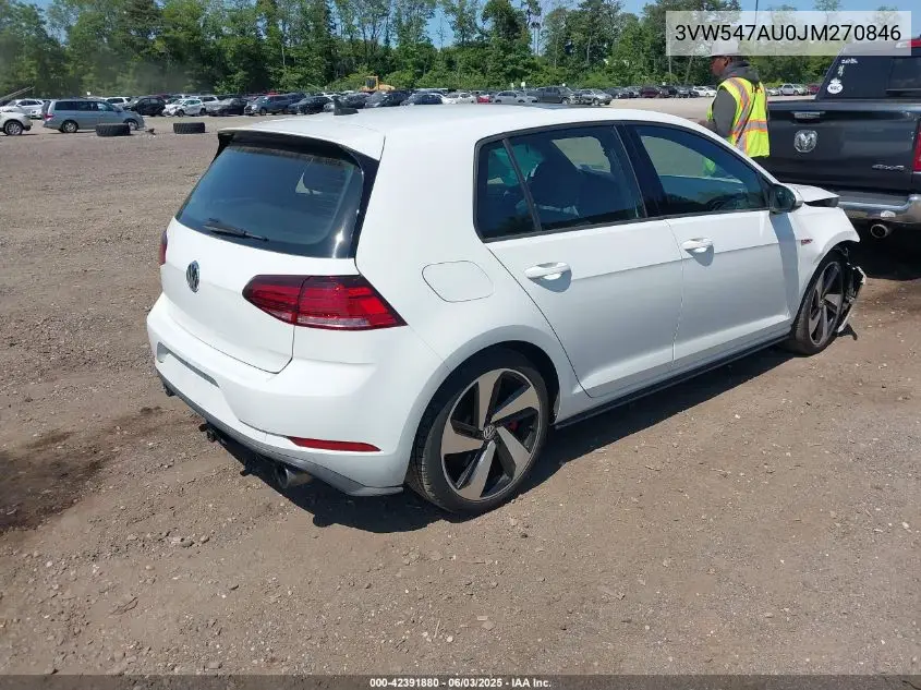 2018 Volkswagen Golf Gti 2.0T Autobahn/2.0T S/2.0T Se VIN: 3VW547AU0JM270846 Lot: 42391880