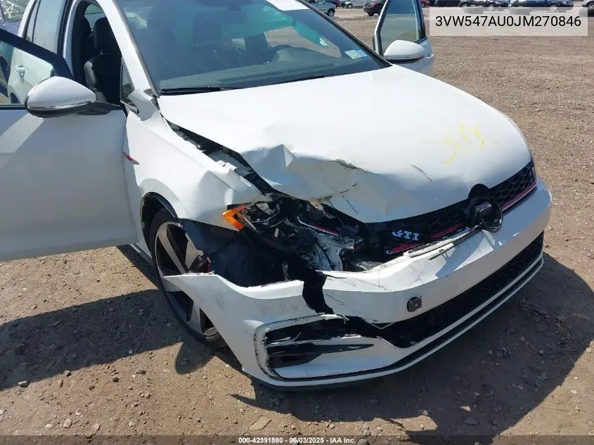 2018 Volkswagen Golf Gti 2.0T Autobahn/2.0T S/2.0T Se VIN: 3VW547AU0JM270846 Lot: 42391880