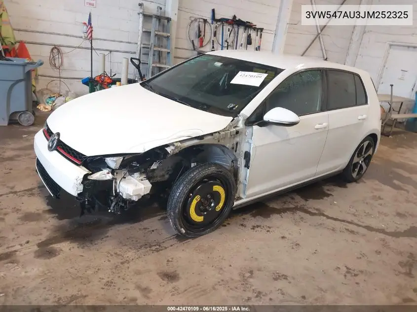 2018 Volkswagen Golf Gti 2.0T Autobahn/2.0T S/2.0T Se VIN: 3VW547AU3JM252325 Lot: 42470109