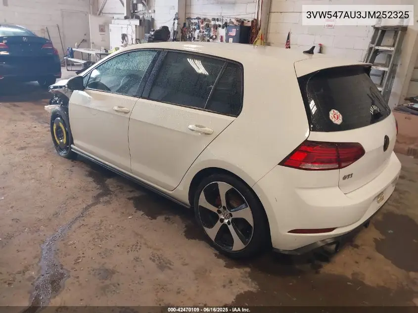 2018 Volkswagen Golf Gti 2.0T Autobahn/2.0T S/2.0T Se VIN: 3VW547AU3JM252325 Lot: 42470109