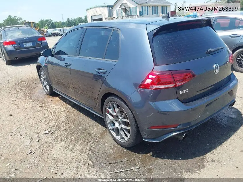 2018 Volkswagen Golf Gti 2.0T Autobahn/2.0T S/2.0T Se VIN: 3VW447AU5JM263399 Lot: 42578574