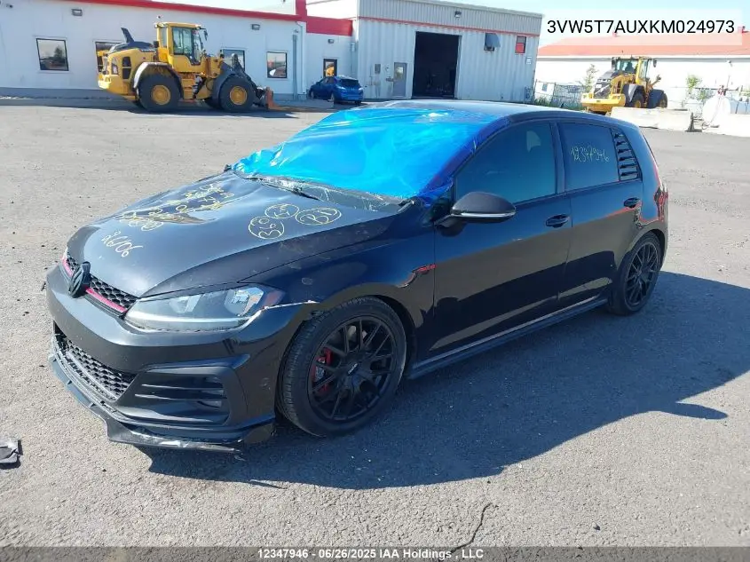 2019 Volkswagen Golf Gti 5-Door/5-Door Autobahn/5-Door Rabbit VIN: 3VW5T7AUXKM024973 Lot: 12347946
