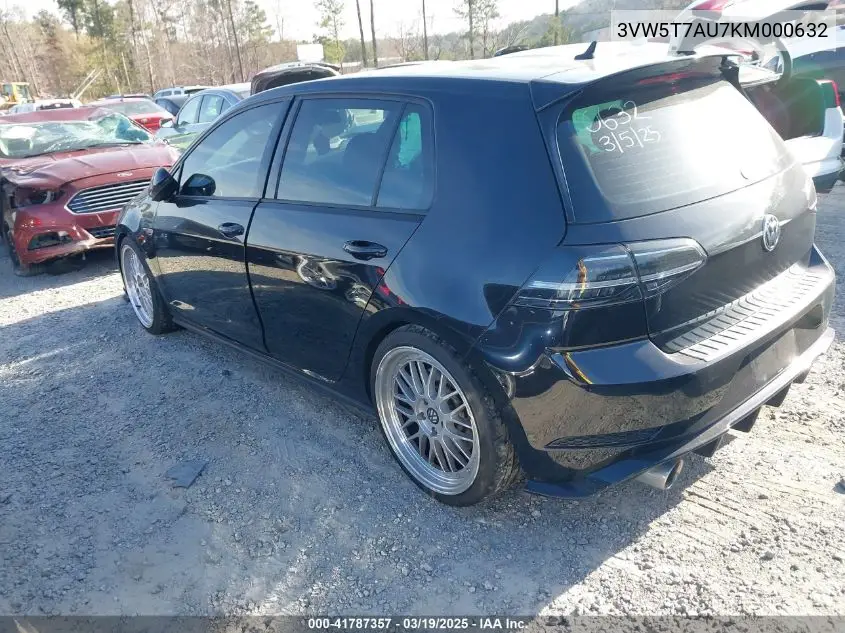 2019 Volkswagen Golf Gti 2.0T Autobahn/2.0T Rabbit Edition/2.0T S/2.0T Se VIN: 3VW5T7AU7KM000632 Lot: 41787357