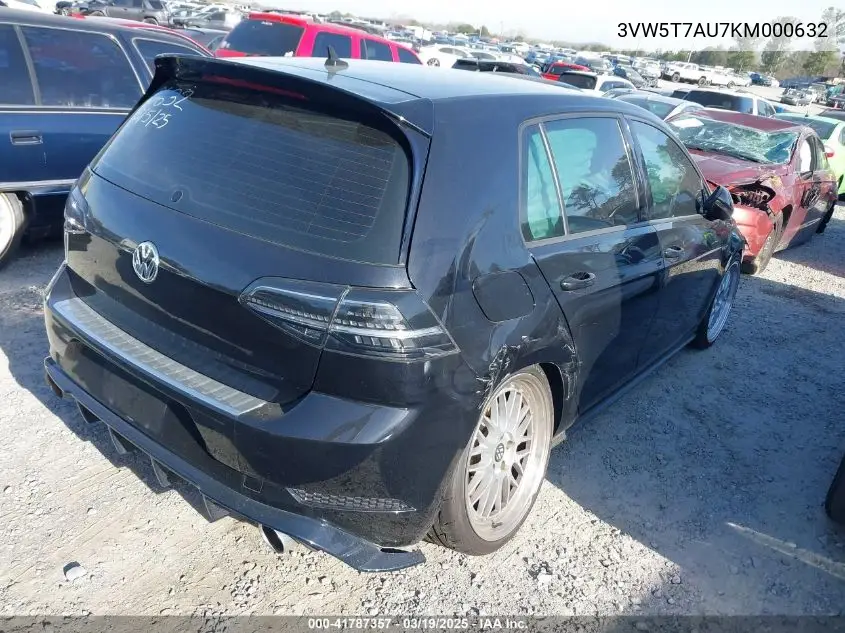 2019 Volkswagen Golf Gti 2.0T Autobahn/2.0T Rabbit Edition/2.0T S/2.0T Se VIN: 3VW5T7AU7KM000632 Lot: 41787357