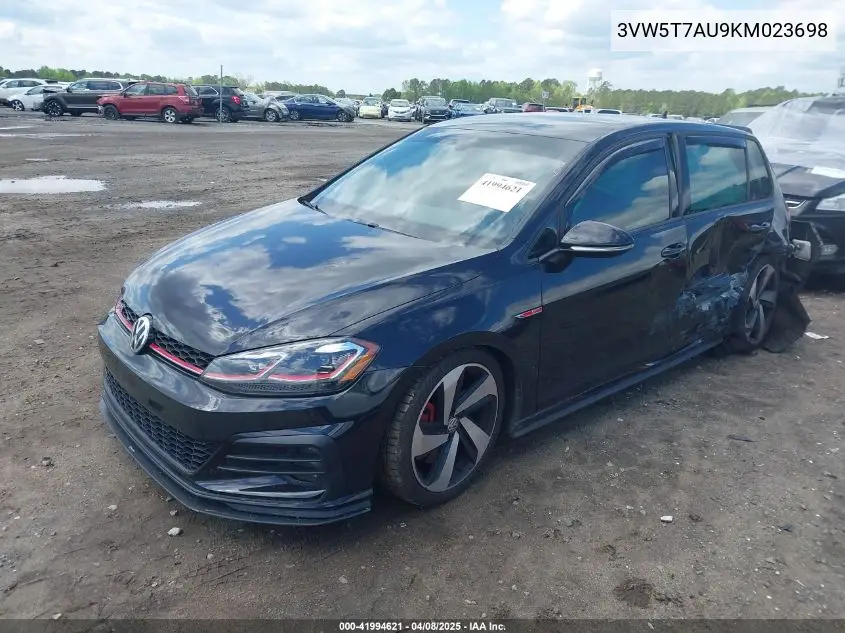 2019 Volkswagen Golf Gti 2.0T Autobahn/2.0T Rabbit Edition/2.0T S/2.0T Se VIN: 3VW5T7AU9KM023698 Lot: 41994621
