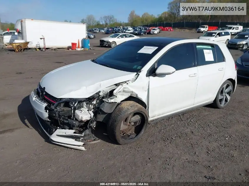 2019 Volkswagen Golf Gti 2.0T Autobahn/2.0T Rabbit Edition/2.0T S/2.0T Se VIN: 3VW6T7AU9KM036164 Lot: 42160913