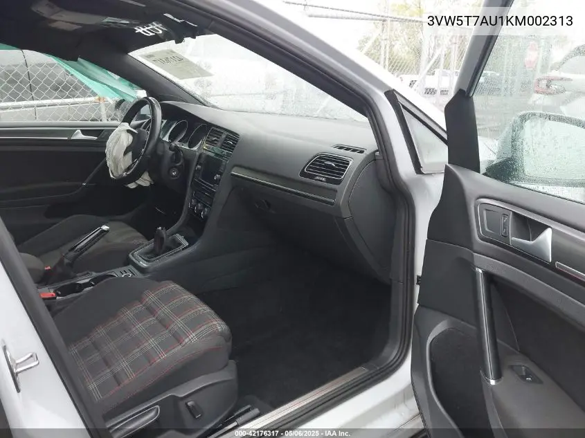 2019 Volkswagen Golf Gti 2.0T Autobahn/2.0T Rabbit Edition/2.0T S/2.0T Se VIN: 3VW5T7AU1KM002313 Lot: 42176317