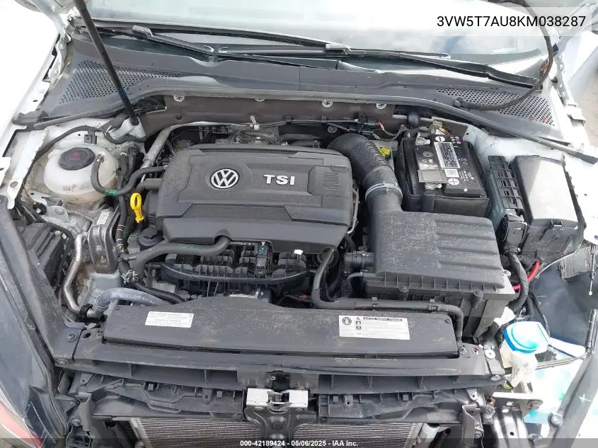 2019 Volkswagen Golf Gti 2.0T Autobahn/2.0T Rabbit Edition/2.0T S/2.0T Se VIN: 3VW5T7AU8KM038287 Lot: 42189424