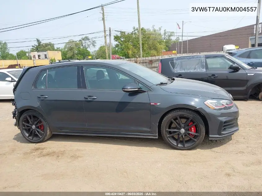 2019 Volkswagen Golf Gti 2.0T Autobahn/2.0T Rabbit Edition/2.0T S/2.0T Se VIN: 3VW6T7AU0KM004557 Lot: 42415427
