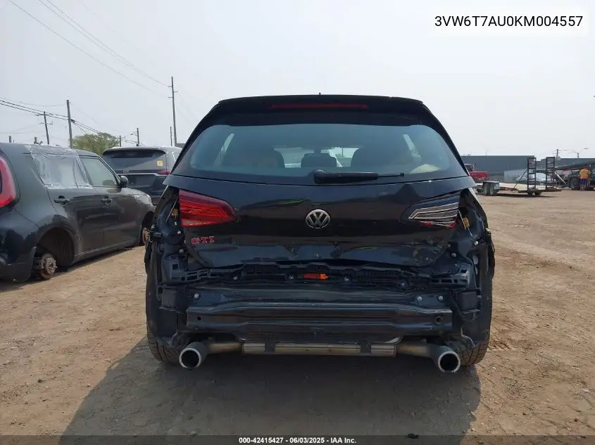 2019 Volkswagen Golf Gti 2.0T Autobahn/2.0T Rabbit Edition/2.0T S/2.0T Se VIN: 3VW6T7AU0KM004557 Lot: 42415427