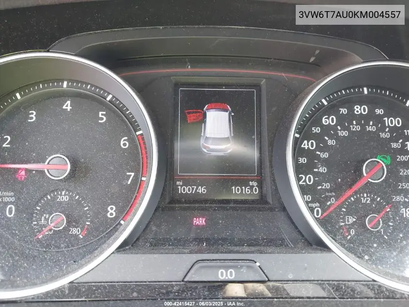 2019 Volkswagen Golf Gti 2.0T Autobahn/2.0T Rabbit Edition/2.0T S/2.0T Se VIN: 3VW6T7AU0KM004557 Lot: 42415427