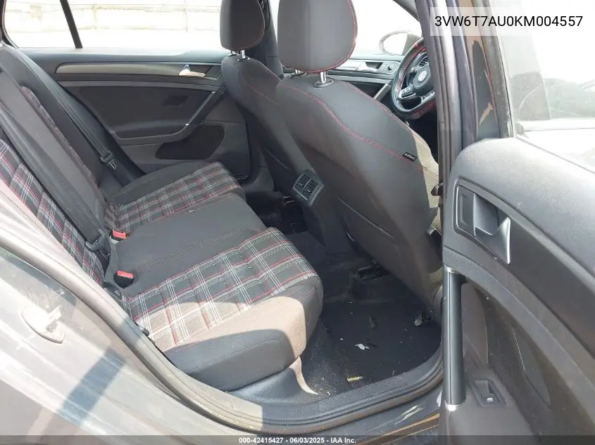 2019 Volkswagen Golf Gti 2.0T Autobahn/2.0T Rabbit Edition/2.0T S/2.0T Se VIN: 3VW6T7AU0KM004557 Lot: 42415427