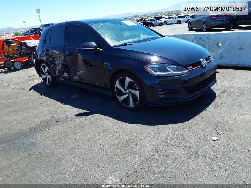 2019 Volkswagen Golf Gti 2.0T Autobahn/2.0T Rabbit Edition/2.0T S/2.0T Se VIN: 3VW6T7AU9KM018537 Lot: 42526173