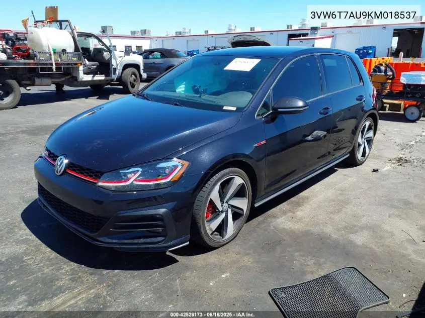 2019 Volkswagen Golf Gti 2.0T Autobahn/2.0T Rabbit Edition/2.0T S/2.0T Se VIN: 3VW6T7AU9KM018537 Lot: 42526173