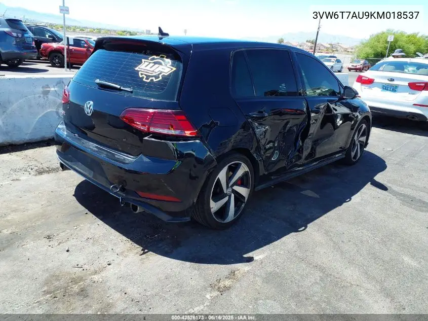 2019 Volkswagen Golf Gti 2.0T Autobahn/2.0T Rabbit Edition/2.0T S/2.0T Se VIN: 3VW6T7AU9KM018537 Lot: 42526173