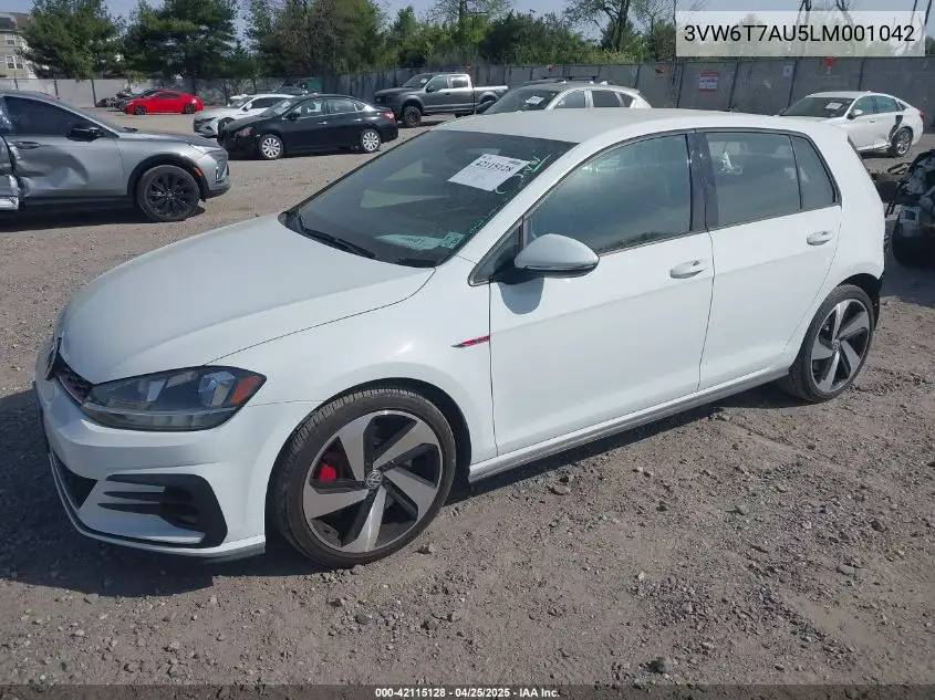 2020 Volkswagen Golf Gti 2.0T Autobahn/2.0T S/2.0T Se VIN: 3VW6T7AU5LM001042 Lot: 42115128