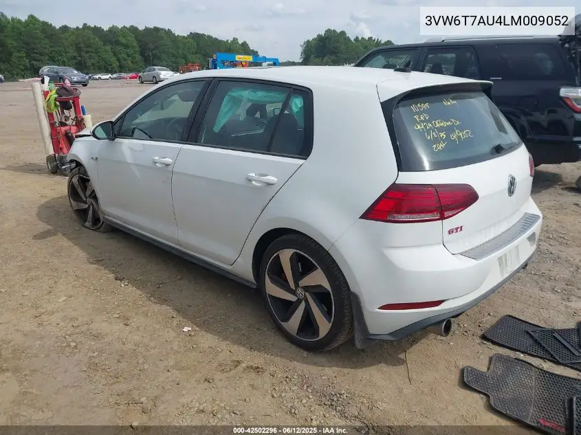 2020 Volkswagen Golf Gti 2.0T Autobahn/2.0T S/2.0T Se VIN: 3VW6T7AU4LM009052 Lot: 42502296