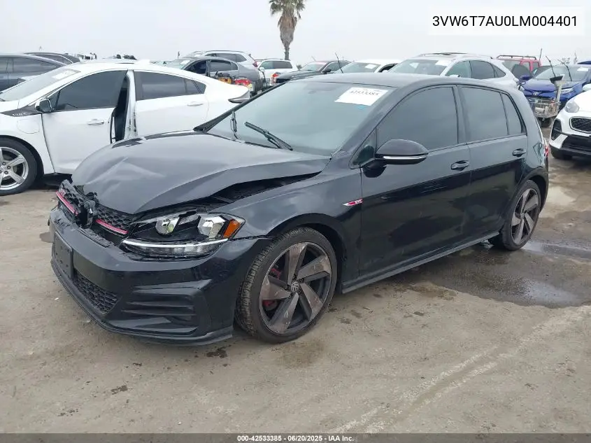 2020 Volkswagen Golf Gti 2.0T Autobahn/2.0T S/2.0T Se VIN: 3VW6T7AU0LM004401 Lot: 42533385