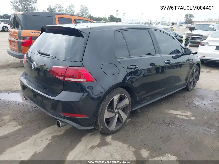 2020 Volkswagen Golf Gti 2.0T Autobahn/2.0T S/2.0T Se VIN: 3VW6T7AU0LM004401 Lot: 42533385