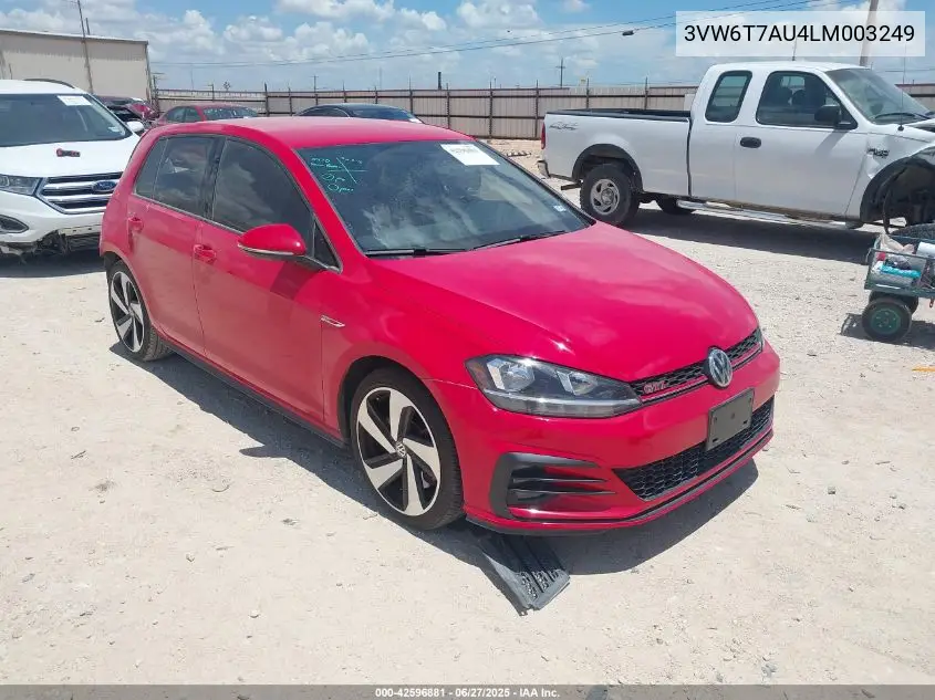 2020 Volkswagen Golf Gti 2.0T Autobahn/2.0T S/2.0T Se VIN: 3VW6T7AU4LM003249 Lot: 42596881