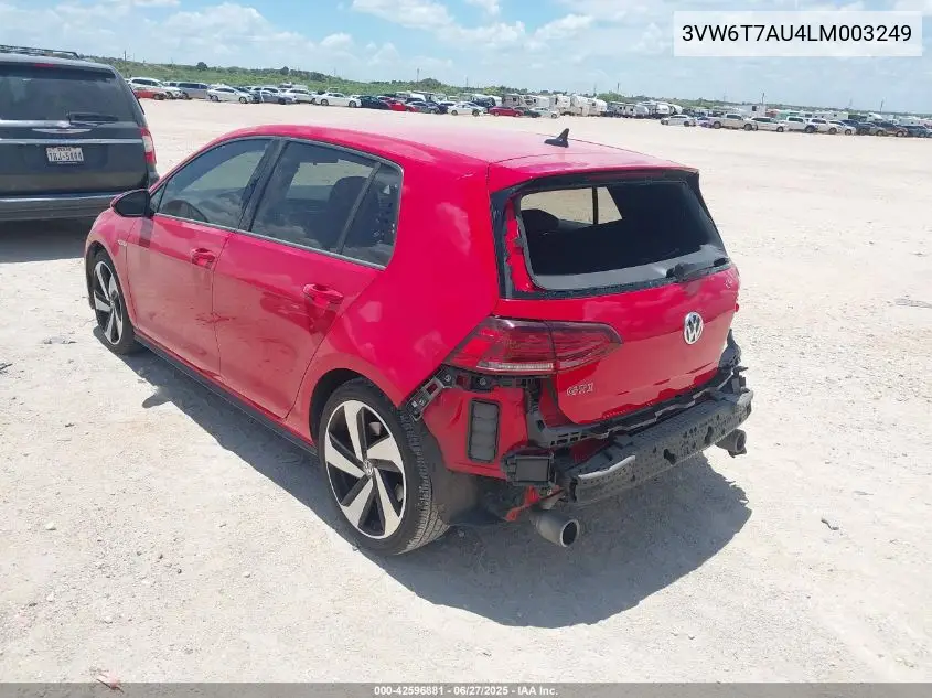 2020 Volkswagen Golf Gti 2.0T Autobahn/2.0T S/2.0T Se VIN: 3VW6T7AU4LM003249 Lot: 42596881