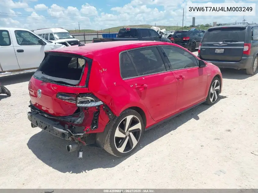 2020 Volkswagen Golf Gti 2.0T Autobahn/2.0T S/2.0T Se VIN: 3VW6T7AU4LM003249 Lot: 42596881