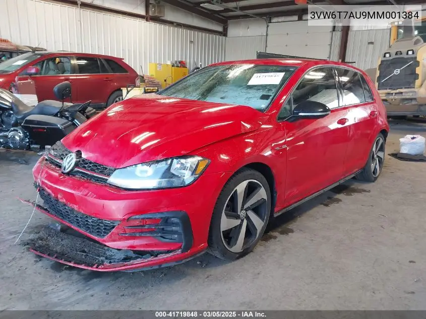 2021 Volkswagen Golf Gti 2.0T Autobahn/2.0T S/2.0T Se VIN: 3VW6T7AU9MM001384 Lot: 41719848