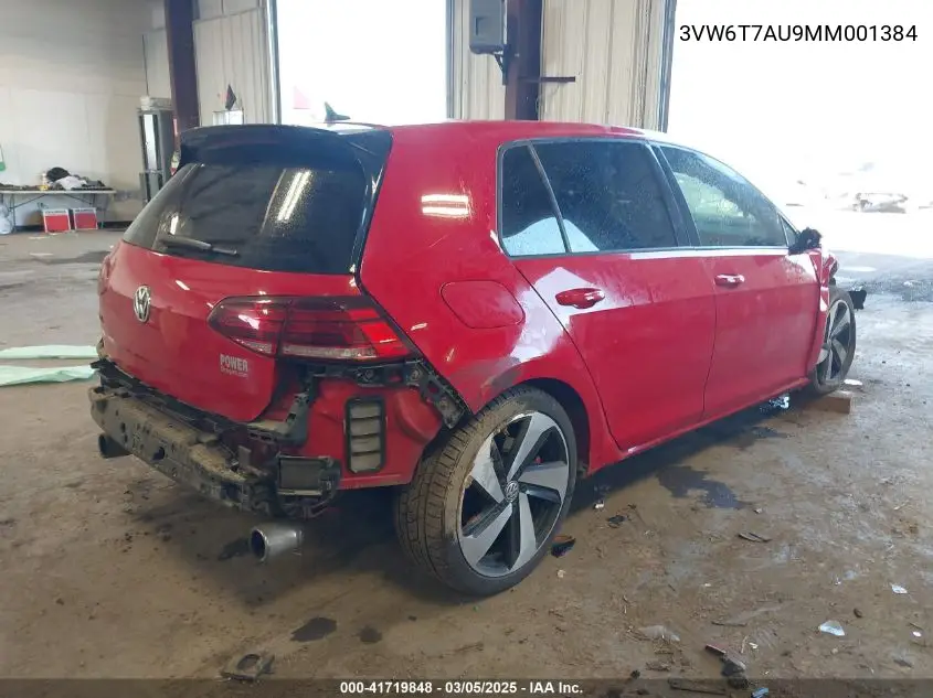 2021 Volkswagen Golf Gti 2.0T Autobahn/2.0T S/2.0T Se VIN: 3VW6T7AU9MM001384 Lot: 41719848