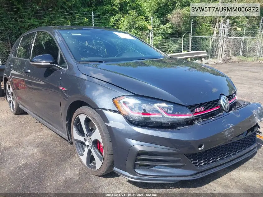 2021 Volkswagen Golf Gti 2.0T Autobahn/2.0T S/2.0T Se VIN: 3VW5T7AU9MM006872 Lot: 42314774