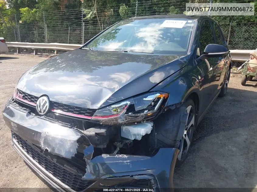 2021 Volkswagen Golf Gti 2.0T Autobahn/2.0T S/2.0T Se VIN: 3VW5T7AU9MM006872 Lot: 42314774