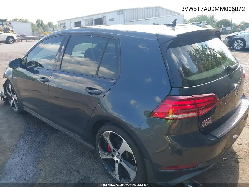 2021 Volkswagen Golf Gti 2.0T Autobahn/2.0T S/2.0T Se VIN: 3VW5T7AU9MM006872 Lot: 42314774