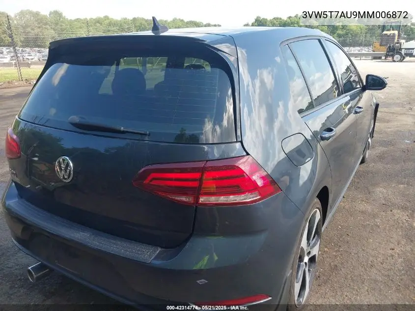 2021 Volkswagen Golf Gti 2.0T Autobahn/2.0T S/2.0T Se VIN: 3VW5T7AU9MM006872 Lot: 42314774