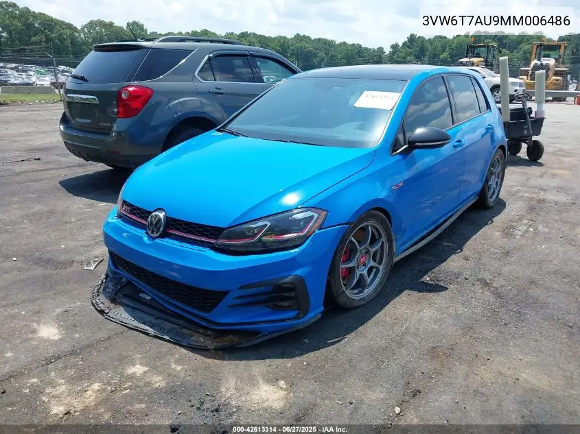 2021 Volkswagen Golf Gti 2.0T Autobahn/2.0T S/2.0T Se VIN: 3VW6T7AU9MM006486 Lot: 42613314