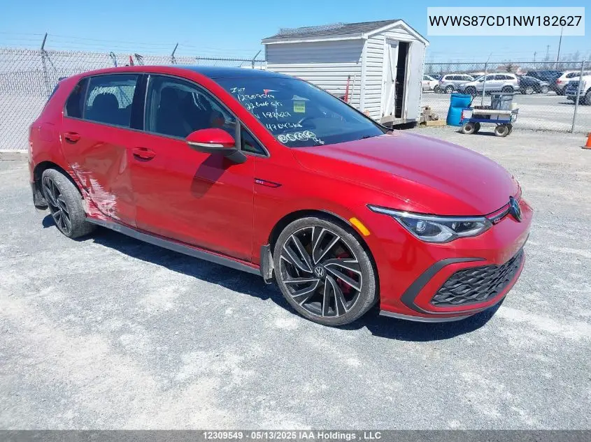 2022 Volkswagen Golf Gti Autobahn VIN: WVWS87CD1NW182627 Lot: 12309549