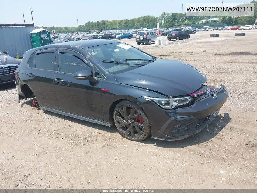 2022 Volkswagen Golf Gti 2.0T Se VIN: WVW987CD7NW207111 Lot: 42440628