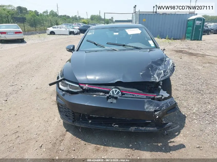 2022 Volkswagen Golf Gti 2.0T Se VIN: WVW987CD7NW207111 Lot: 42440628