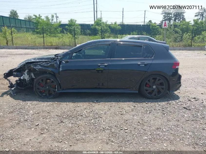 2022 Volkswagen Golf Gti 2.0T Se VIN: WVW987CD7NW207111 Lot: 42440628