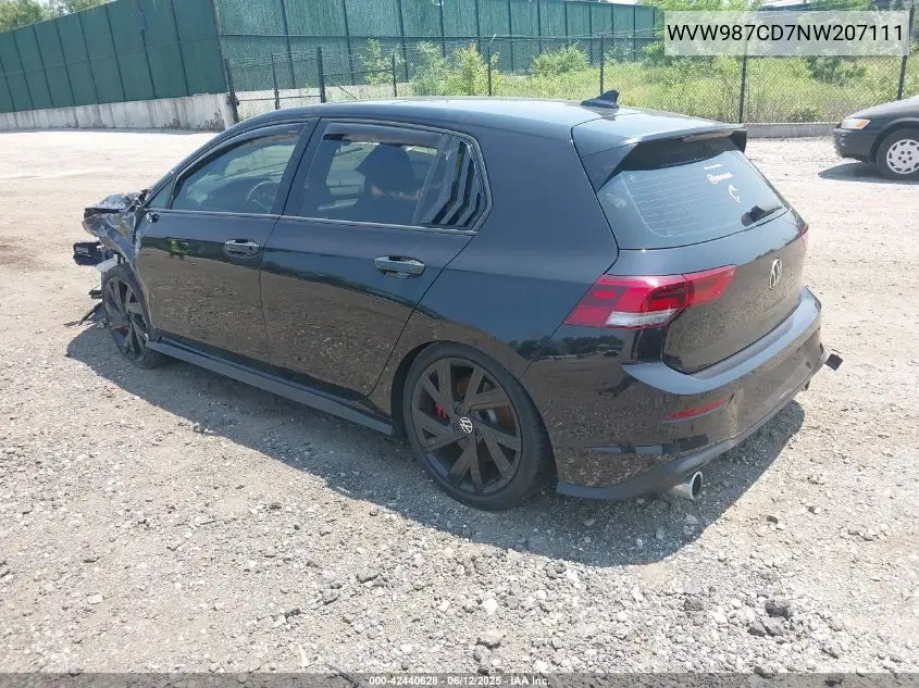 2022 Volkswagen Golf Gti 2.0T Se VIN: WVW987CD7NW207111 Lot: 42440628
