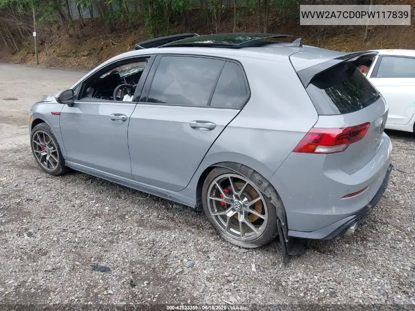2023 Volkswagen Golf Gti 2.0T Se VIN: WVW2A7CD0PW117839 Lot: 42523359