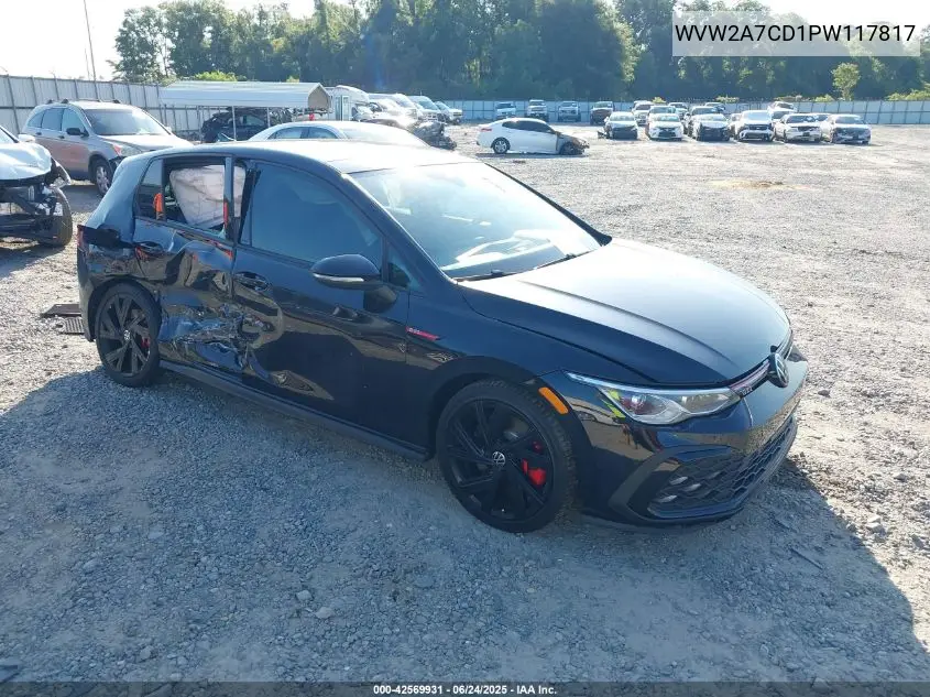 2023 Volkswagen Golf Gti 2.0T Se VIN: WVW2A7CD1PW117817 Lot: 42569931