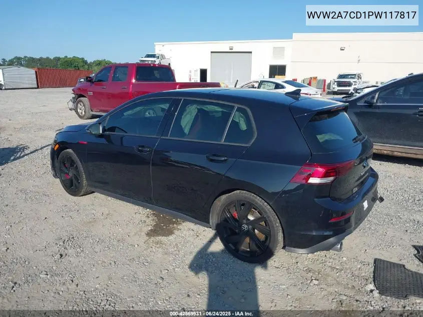 2023 Volkswagen Golf Gti 2.0T Se VIN: WVW2A7CD1PW117817 Lot: 42569931