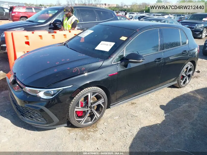 2024 Volkswagen Golf Gti 2.0T Se VIN: WVWRA7CD4RW212440 Lot: 41994670