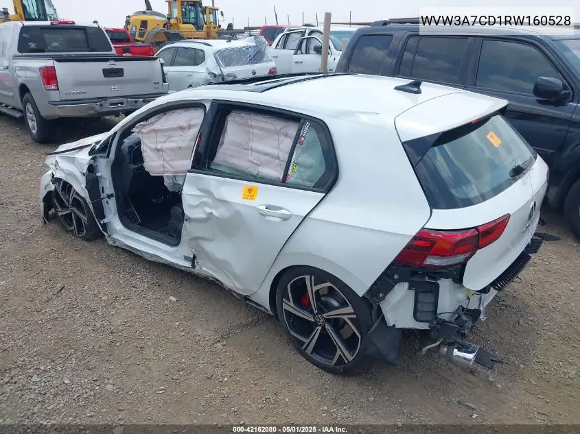 2024 Volkswagen Golf Gti 2.0T Se VIN: WVW3A7CD1RW160528 Lot: 42162080